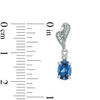 Oval Lab-Created Blue and White Sapphire Drop Earrings in Sterling Silver