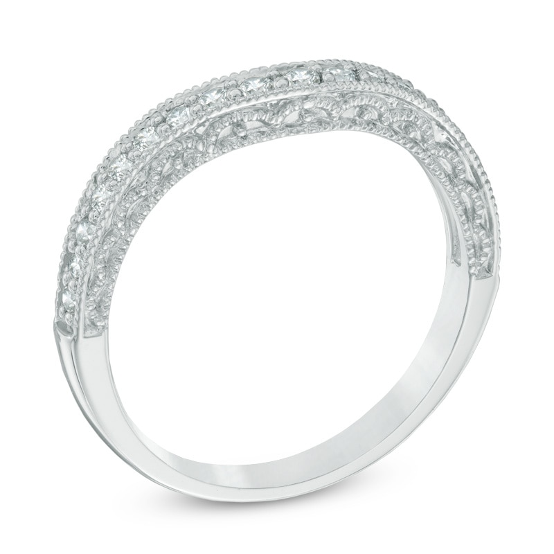Main Image 2 of 1/3 CT. T.W. Diamond Contour Vintage-Style Anniversary Band in 14K White Gold