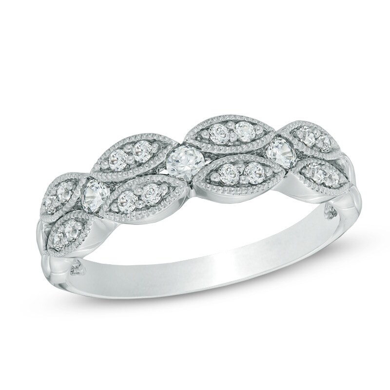 Main Image 1 of 1/3 CT. T.W. Diamond Vintage-Style Double Row Band in 10K White Gold