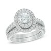 Thumbnail Image 0 of 2 CT. T.W. Diamond Oval Frame Bridal Set in 14K White Gold