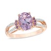 Thumbnail Image 0 of Oval Rose de France Amethyst and Lab-Created White Sapphire Ring in 10K Rose Gold