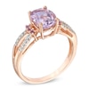 Thumbnail Image 1 of Oval Rose de France Amethyst and Lab-Created White Sapphire Ring in 10K Rose Gold