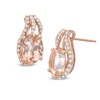 Oval Morganite and 1/5 CT. T.W. Diamond Stud Earrings in 14K Rose Gold