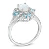 Thumbnail Image 2 of Oval Lab-Created Opal, Swiss Blue Topaz and White Sapphire Vintage-Style Ring in Sterling Silver