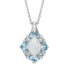 Thumbnail Image 0 of Oval Lab-Created Opal, Swiss Blue Topaz and White Sapphire Vintage-Style Pendant in Sterling Silver