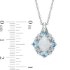 Thumbnail Image 1 of Oval Lab-Created Opal, Swiss Blue Topaz and White Sapphire Vintage-Style Pendant in Sterling Silver