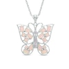 Thumbnail Image 0 of Lab-Created Pink Opal and Pink Sapphire Butterfly Pendant in Sterling Silver