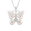 Thumbnail Image 1 of Lab-Created Pink Opal and Pink Sapphire Butterfly Pendant in Sterling Silver