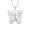 Thumbnail Image 0 of Lab-Created Pink Opal and Pink Sapphire Butterfly Pendant in Sterling Silver