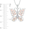 Thumbnail Image 1 of Lab-Created Pink Opal and Pink Sapphire Butterfly Pendant in Sterling Silver
