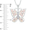 Thumbnail Image 2 of Lab-Created Pink Opal and Pink Sapphire Butterfly Pendant in Sterling Silver