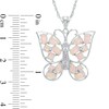 Thumbnail Image 1 of Lab-Created Pink Opal and Pink Sapphire Butterfly Pendant in Sterling Silver