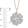 Thumbnail Image 2 of Lab-Created White Sapphire Flower Pendant in Sterling Silver with 14K Rose Gold Plate