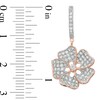 Lab-Created White Sapphire Flower Drop Hoop Earrings in Sterling Silver with 14K Rose Gold Plate