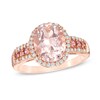 Thumbnail Image 1 of Oval Rose de France Amethyst, Pink Tourmaline and Lab-Created White Sapphire Frame Ring in 10K Rose Gold