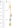 Thumbnail Image 2 of Diamond-Cut Triple Bead Drop Earrings in 10K Tri-Tone Gold