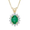 Thumbnail Image 1 of Oval Emerald and 1/5 CT. T.W. Diamond Frame Pendant in 14K Gold