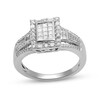 Thumbnail Image 1 of 1/2 CT. T.W. Multi-Diamond Rectangle Frame Split Shank Ring in 10K White Gold