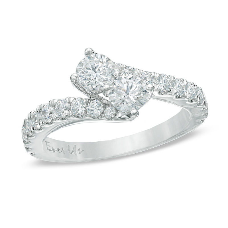 Ever Us® 1 CT. T.W. Two-Stone Diamond Bypass Ring in 14K White Gold