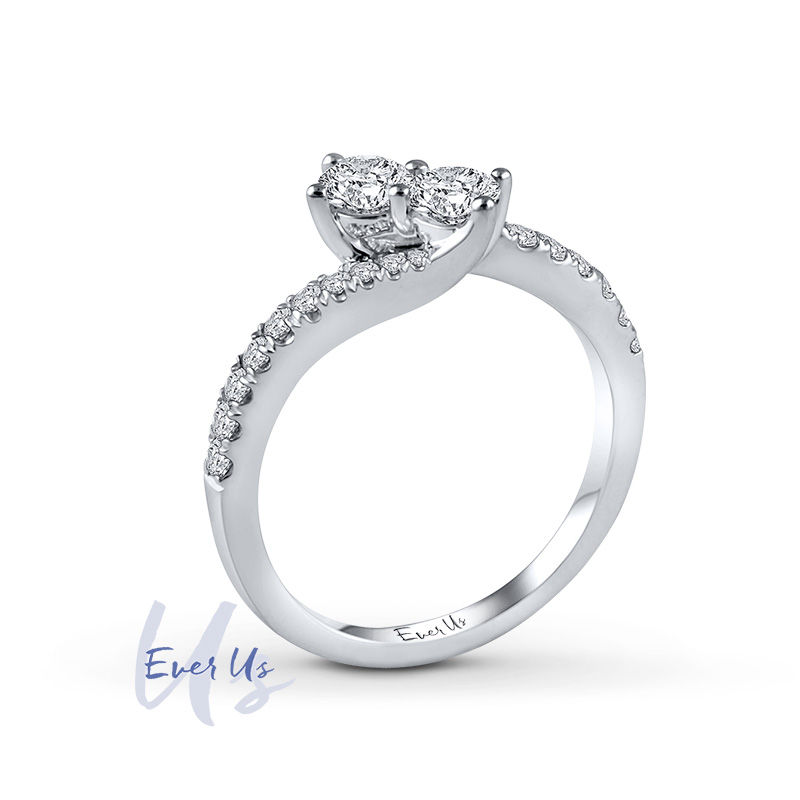 Ever Us® 1 CT. T.W. Two-Stone Diamond Bypass Ring in 14K White Gold