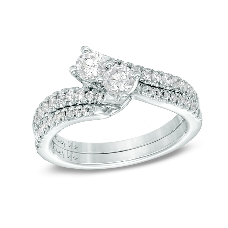 Ever Us® 1 CT. T.W. Two-Stone Diamond Bypass Ring in 14K White Gold