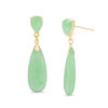 Thumbnail Image 1 of Elongated Dyed Jade Teardrop Earrings in 10K Gold