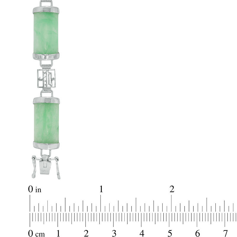 Main Image 2 of Rectangular Jade Link Bracelet in Sterling Silver - 7.5"