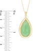 Thumbnail Image 2 of Pear-Shaped Dyed Green Jade Greek Key Frame Pendant in 10K Gold