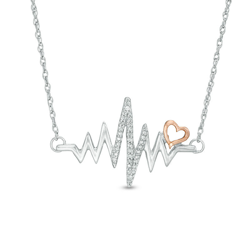 14K White Gold Diamond Heartbeat Necklace 65519: buy online in NYC. Best  price at TRAXNYC.
