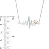 Thumbnail Image 1 of 1/15 CT. T.W. Diamond Heartbeat with Heart Necklace in Sterling Silver and 10K Rose Gold
