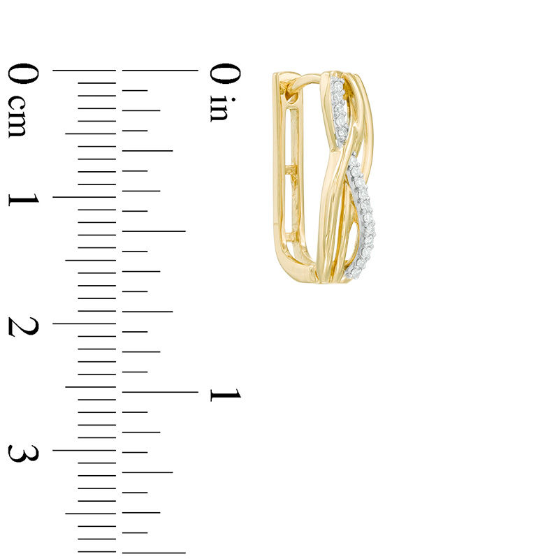 Main Image 2 of 1/10 CT. T.W. Diamond Swirl Infinity Hoop Earrings in 10K Gold