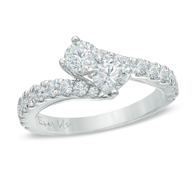 1 CT. T.W. Two-Stone Diamond Bypass Anniversary Band in 14K White Gold