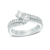 Thumbnail Image 3 of 1 CT. T.W. Two-Stone Diamond Bypass Anniversary Band in 14K White Gold