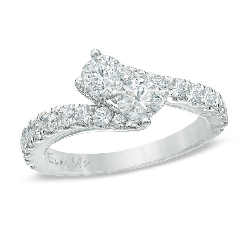 Ever Us 1 1 2 CT. T.W. Two Stone Diamond Bypass Ring in 14K White