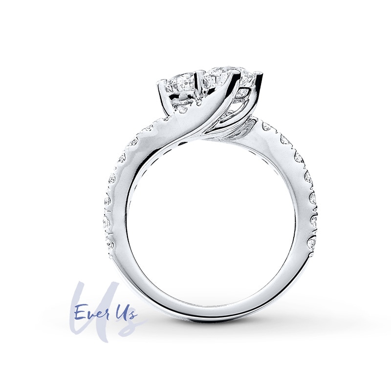 Main Image 2 of Ever Us® 1-1/2 CT. T.W. Two-Stone Diamond Bypass Ring in 14K White Gold