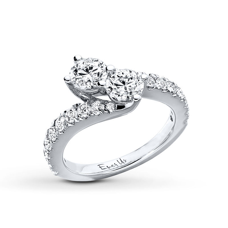 Ever Us® 1-1/2 CT. T.W. Two-Stone Diamond Bypass Ring in 14K White Gold