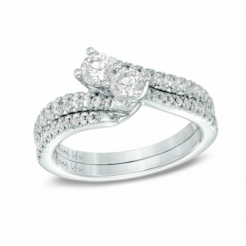 Ever Us® 1-1/2 CT. T.W. Two-Stone Diamond Bypass Ring in 14K White Gold