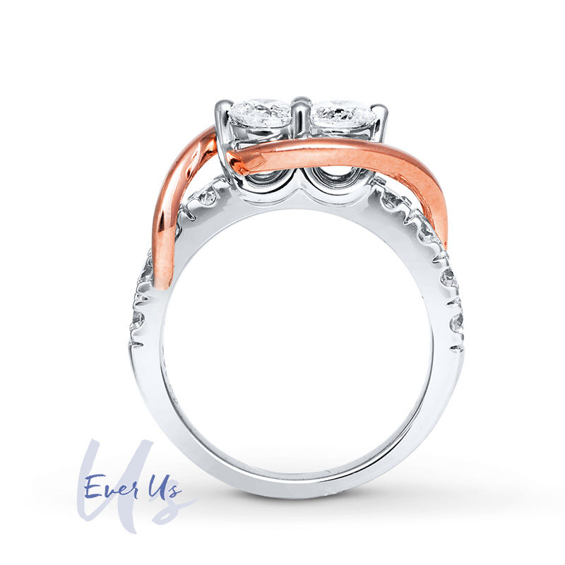 Main Image 2 of Ever Us® 1 CT. T.W. Two-Stone Diamond Swirl Band in 14K Two-Tone Gold