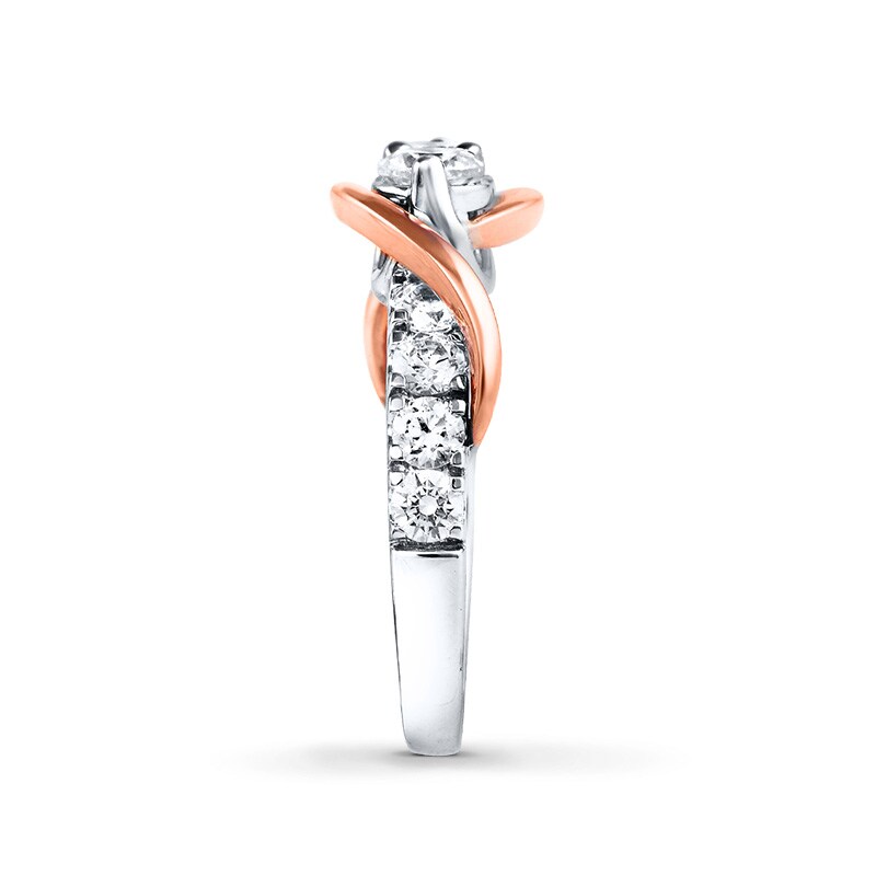 Main Image 3 of Ever Us® 1 CT. T.W. Two-Stone Diamond Swirl Band in 14K Two-Tone Gold