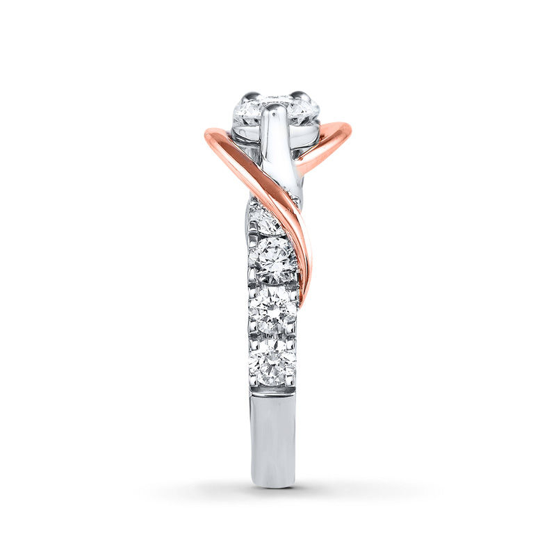 ◆STONEHENgE◆ 14K Diamond Piercing T1414D Single Diamond Notched Basket Curve Wedding Band 1/4 CTW 14k White