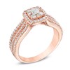 Thumbnail Image 2 of 7/8 CT. T.W. Diamond Frame Cluster Triple Shank Ring in 14K Rose Gold