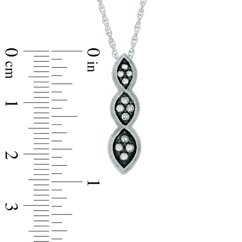 Main Image 2 of 1/5 CT. T.W. Grey Diamond Three Stone Cluster Drop Pendant in Sterling Silver