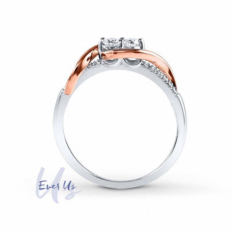Ever Us® 1/2 CT. T.W. Two-Stone Diamond Swirl Band in 14K Two-Tone Gold