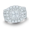 Thumbnail Image 1 of 2-1/2 CT. T.W. Quad Princess-Cut Diamond Double Frame Three Piece Bridal Set in 14K White Gold