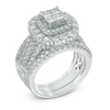 Thumbnail Image 2 of 2-1/2 CT. T.W. Quad Princess-Cut Diamond Double Frame Three Piece Bridal Set in 14K White Gold