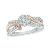 Thumbnail Image 1 of 1/2 CT. T.W. Diamond Flower Cluster Split Shank Ring in 10K Two-Tone Gold