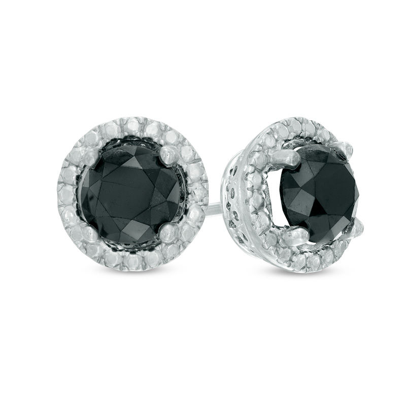Main Image 1 of 2 CT. T.W. Black Diamond Solitaire Stud Earrings in Sterling Silver