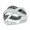 Thumbnail Image 1 of 1/2 CT. T.W. Black Enhanced and White Diamond Layered Infinity Ring in Sterling Silver