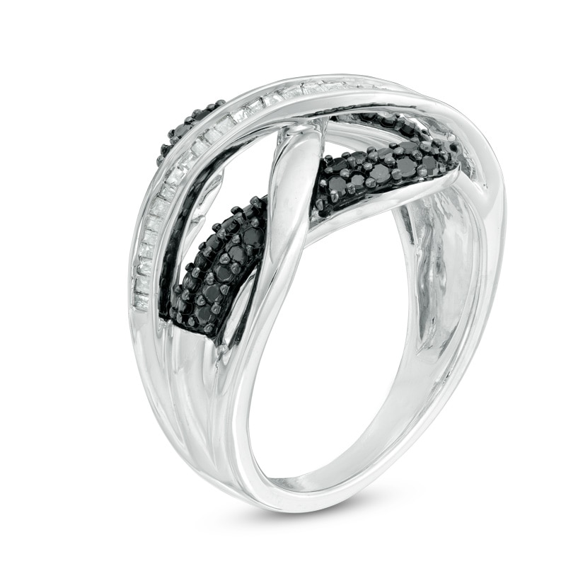 Main Image 2 of 1/2 CT. T.W. Black Enhanced and White Diamond Layered Infinity Ring in Sterling Silver