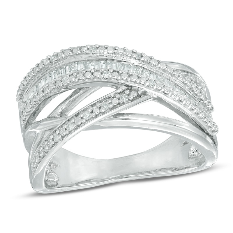 Main Image 1 of 1/4 CT. T.W. Diamond Orbit Ring in Sterling Silver
